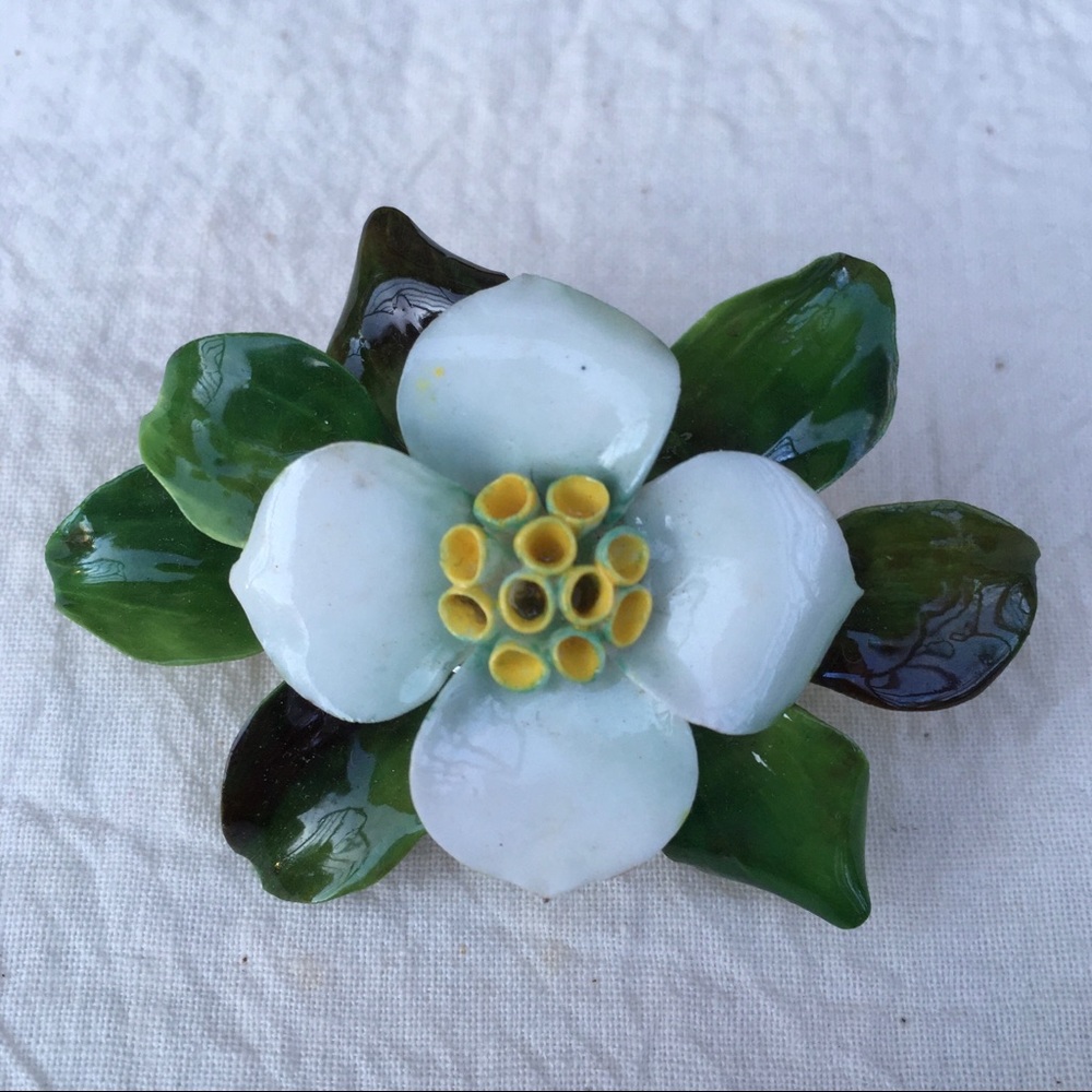 Vtg Cara China Staffordshire Brooch Pin Dogwood - Picture 12 of 12